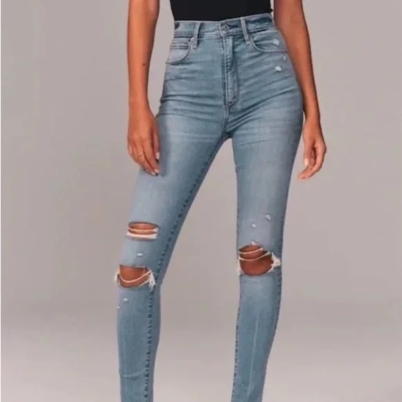Abercrombie & Fitch Denim - Abercrombie & Fitch Super Skinny High Rise Distressed Jeans